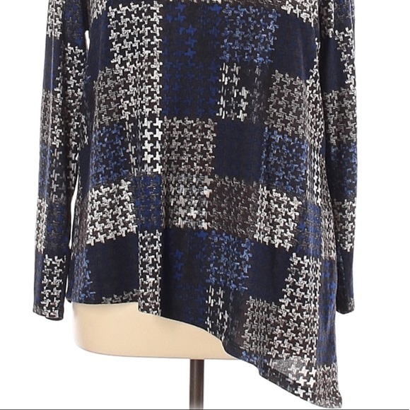 New Direction XL blue asymmetrical long sleeve top - Picture 4 of 10